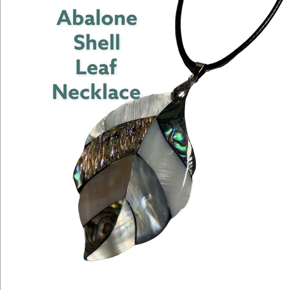 Abalone Shell Leaf Necklace - Iridescent Multi-Color